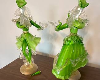 MCM Murano glass figures (please note one arm is broken as shown in photo)