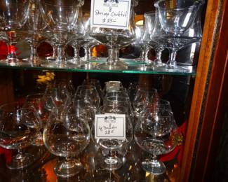 On Top a Set of 8 Shrimp Cocktails  and Below, a Set of 8 Lg. Brandys