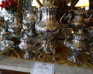 Ann Important  1858 Silver Plate Coffee and Tea Set by Reed & Barton (Their 1st Design Patent)