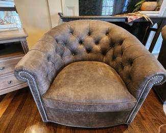 Ethan Allen Leather Swivel Chair with nail head trim--pair available