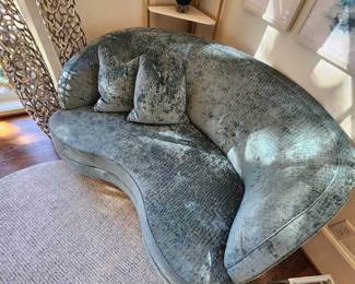 Kidney Shape Velvet Loveseat
