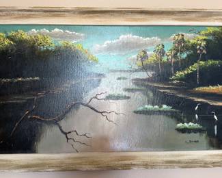 52 1/2 “ wide x 29” height including the frame.  Florida Highwayman Painting  by Livingston(Castor ) Roberts
Signed L. Roberts
NO CALLS PLEASE !!
