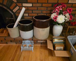 Large ceramic crocks.