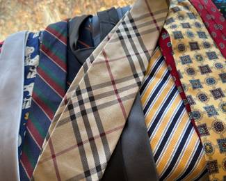 Many namebrand ties including this classic Burberry
