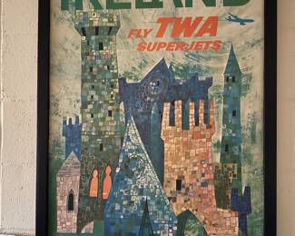 Framed vintage David Klein TWA poster