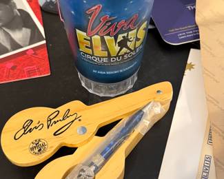 limited edition Elvis Presley collectible pen and wooden guitar case set