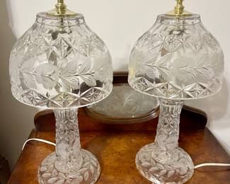 Pair of crystal lamps