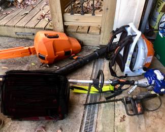 Chainsaw, backpack blower, and trimmer all in working condition