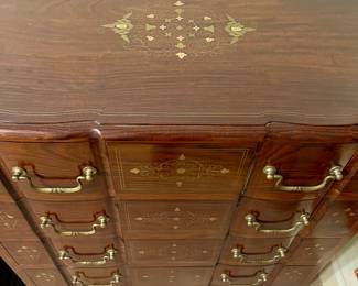 Beautiful brass inlaid chest of drawers