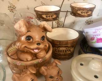 Sweet puppy cookie jar and shakers