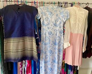 Middle Eastern top, Chinese silk dress, American dress