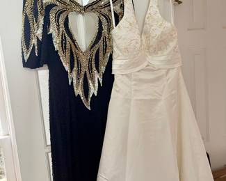 One of a handful of beaded gowns and a modern white gown