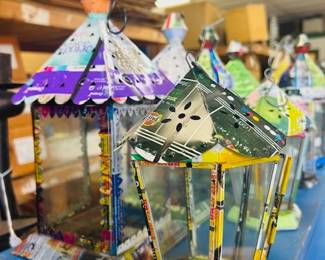 Funky recycled lanterns.