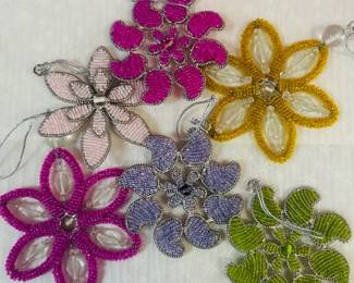 Beaded flower power ornaments. Go Mod.