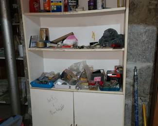 Shelves with tools and items
