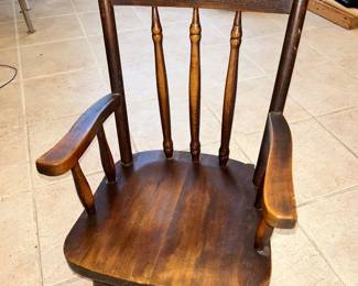 Antique Child’s Rocking Chair
Great condition! 
14 1/2” across x 12” deep x 9” tall to seat, 23” tall to back