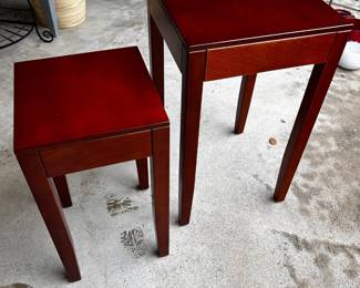 Pair of Stacking End Tables
Excellent condition 
Largest table measures 14 1/2” x 14 1/2” x 25” tall