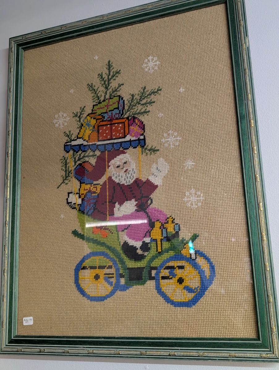 Needlepoint Santa picture 14x24