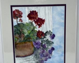 143 RedGeraniumsPurpleFlowersinaPotbyBarbParsloe