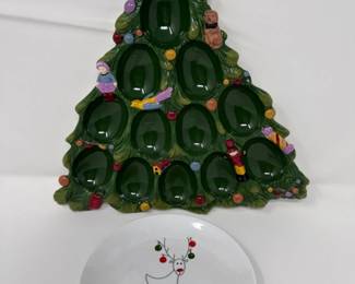 198 SpodeChristmasTreeEggPlateReindeerCookiePlate