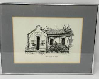 162 WanChaiPostOfficePenDrawingSignedbyArtistBones