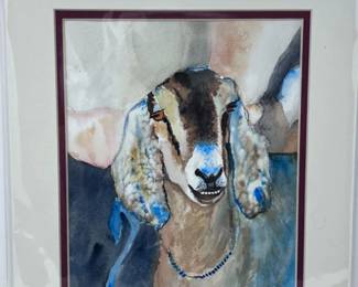 49 OriginalSmilingGoatWatercolorbyBarbParsloe