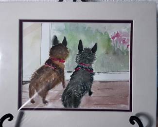 21 TerriersAtTheWindowAnOriginalWatercolorbyBarbParsloe