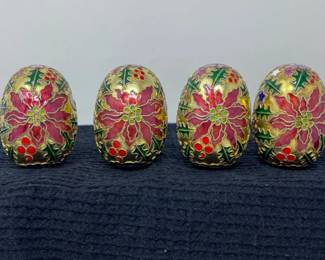 179 4VintageCloisonnChristmasEggs