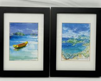 123 2OriginalPaintingsofEnglishHarborAntigua