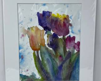 64 OriginalWatercolorTulipStillLifebyBarbParsloe