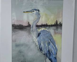 53 GreatBlueHeronOriginalWatercolorbyBarbParsloe
