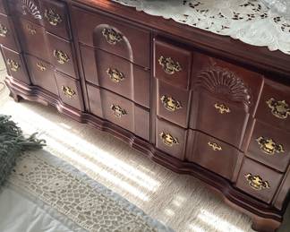 Dresser is 9 drawers. Measures: 64” length, 18” depth. Price js: $325.00