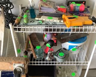 Lots of miscellaneous items in garage such as fans, speakers, shredder, etc.