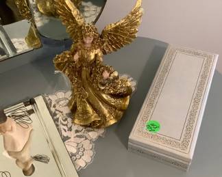 Angel and small jewelry case.