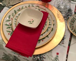 One of the place settings of the Lenox Christmas China.