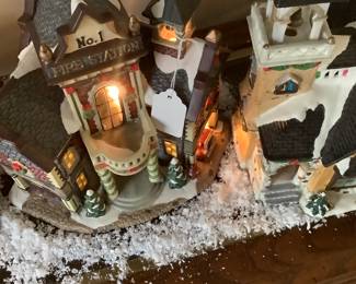 Department 56 light houses lite up.