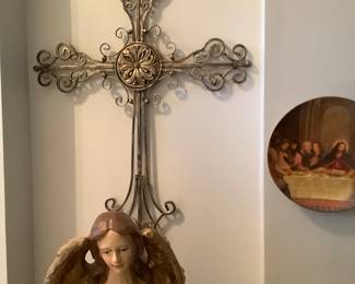 The Angel by cross watching over Mary, Joseph and Baby Jesus.