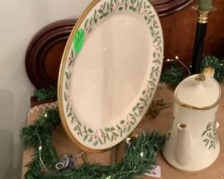 Some of the extra pieces of the Christmas Lenox.