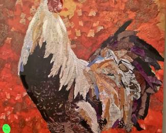 Beautiful 2 large colorful rooster pictures on canvas.