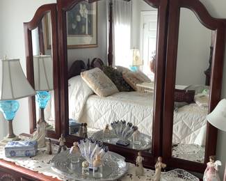 Close-up of mirror on dresser.