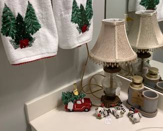 Just some of the Christmas items in baths along with other items and lamps.