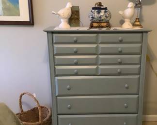 Hand painted blue chest. Price: $145.00