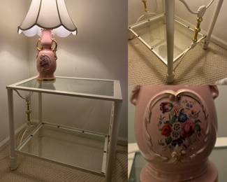 White Iron/Glass Side Table