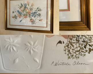 Signed C. Winterle Olson Triple Matted/ Framed Watercolor