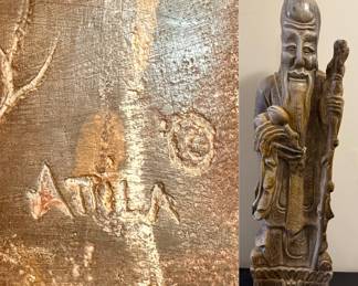 Chinese Vintage Chalk statue of Shou Xing, the god of longevity