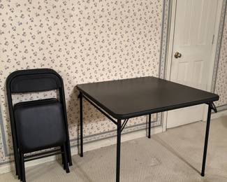 Black Folding Card Table & 4 Chairs-Like New