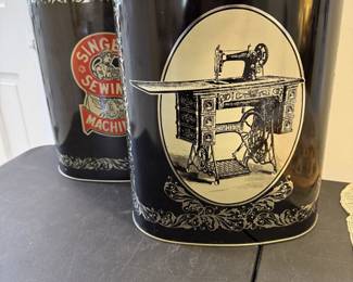( 2 ) Vintage Singer Metal Trash Cans-Excellent Condition 