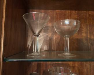 Fun martini glasses.  9 round and 6 triangle.