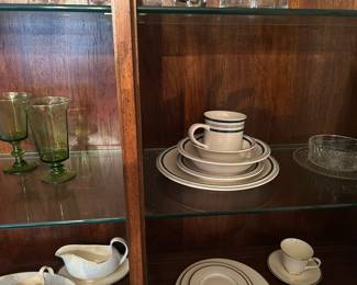 Ralph Lauren dinnerware set.  Minimum 15 full place settings that include dinner plates, salad plates, large and small bowls.  Extra pieces of these as well.   13 mugs.