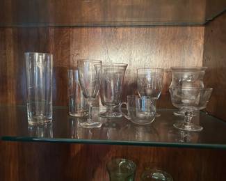 Very rare find!  Nakazato Wheat Etched Glass.  103 pieces that include beverage glasses (large and small), wine, water, dessert, cordials, espresso and 2 pc. shrimp cups!